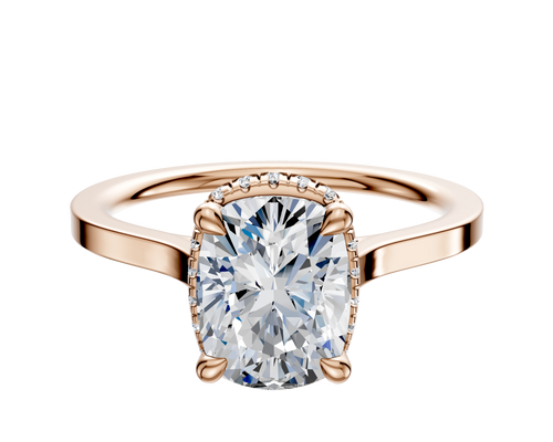 18K Rose Gold 4 Prong Collar Cathedral Flat 1.5mm Engagement Ring