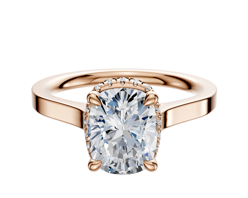 18K Rose Gold 4 Prong Collar Cathedral Flat 2.0mm Engagement Ring