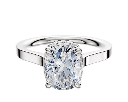 18K White Gold 4 Prong Collar Cathedral Flat 2.0mm Engagement Ring