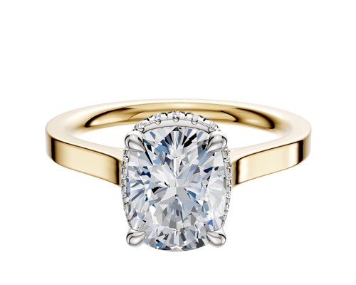 14K Two Tone 4 Prong Collar Cathedral Flat 2.0mm Engagement Ring