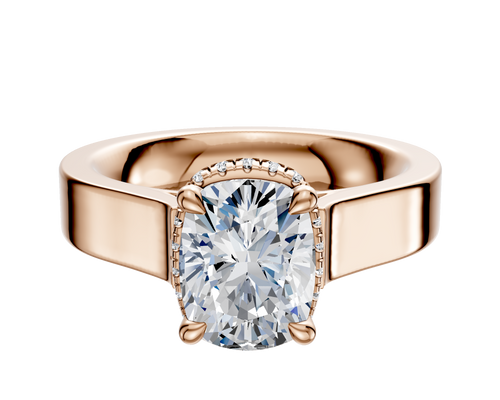 18K Rose Gold 4 Prong Collar Cathedral Flat 4.0mm Engagement Ring
