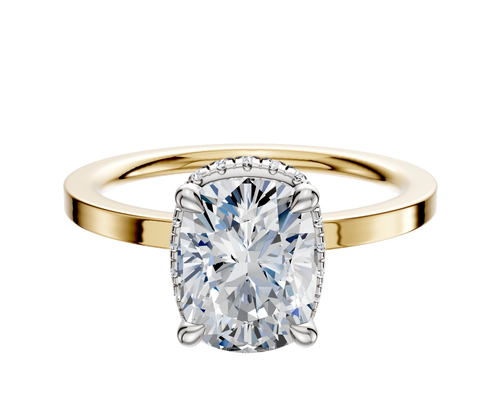 18K Two Tone 4 Prong Collar Classic Flat 1.5mm Engagement Ring