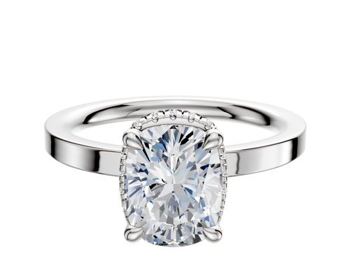 18K White Gold 4 Prong Collar Classic Flat 2.0mm Engagement Ring