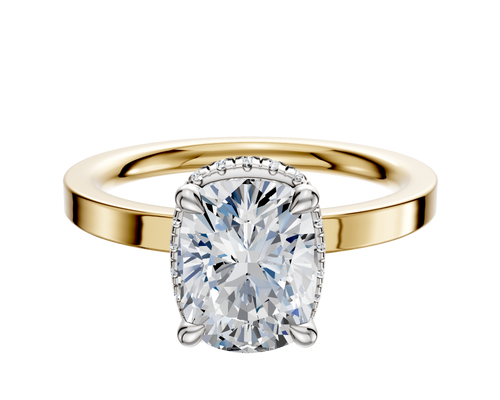 18K Two Tone 4 Prong Collar Classic Flat 2.0mm Engagement Ring