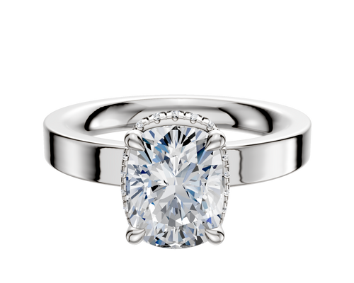 14K White Gold 4 Prong Collar Classic Flat 3.0mm Engagement Ring