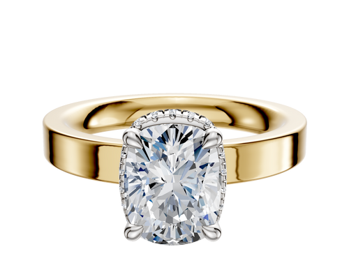 14K Two Tone 4 Prong Collar Classic Flat 3.0mm Engagement Ring