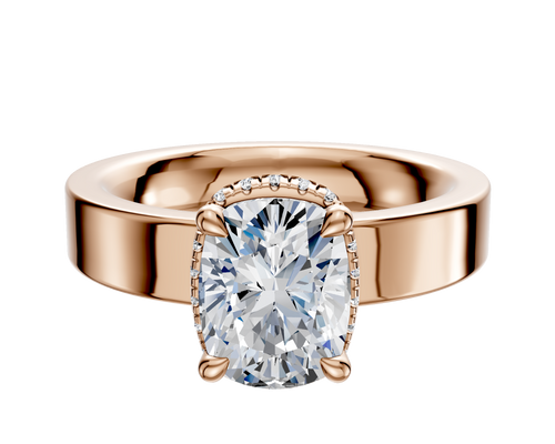 18K Rose Gold 4 Prong Collar Classic Flat 4.0mm Engagement Ring