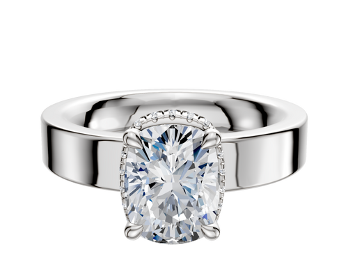 14K White Gold 4 Prong Collar Classic Flat 4.0mm Engagement Ring