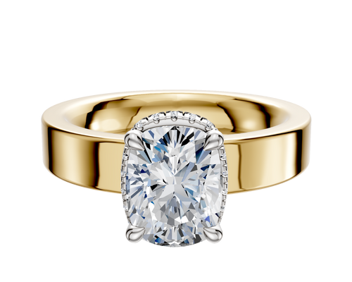 18K Two Tone 4 Prong Collar Classic Flat 4.0mm Engagement Ring