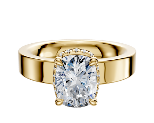 18K Yellow Gold 4 Prong Collar Classic Flat 4.0mm Engagement Ring