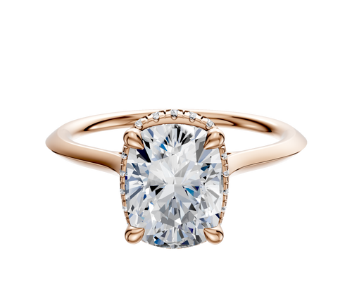 18K Rose Gold 4 Prong Collar Cathedral Knife Edge 1.5mm Engagement Ring