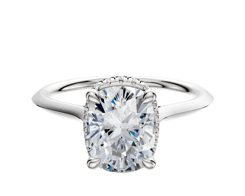 18K White Gold 4 Prong Collar Cathedral Knife Edge 1.5mm Engagement Ring