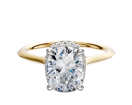 18K Two Tone 4 Prong Collar Cathedral Knife Edge 1.5mm Engagement Ring