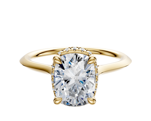 14K Yellow Gold 4 Prong Collar Cathedral Knife Edge 1.5mm Engagement Ring
