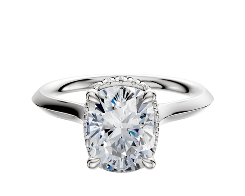 Platinum 4 Prong Collar Cathedral Knife Edge 2.0mm Engagement Ring