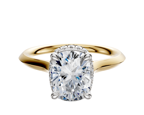 14K Two Tone 4 Prong Collar Cathedral Knife Edge 2.0mm Engagement Ring