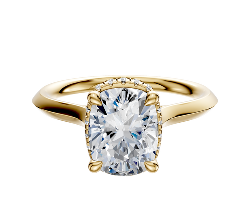 14K Yellow Gold 4 Prong Collar Cathedral Knife Edge 2.0mm Engagement Ring