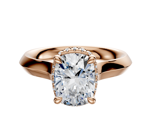 18K Rose Gold 4 Prong Collar Cathedral Knife Edge 3.0mm Engagement Ring