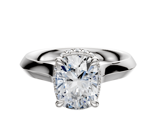 18K White Gold 4 Prong Collar Cathedral Knife Edge 3.0mm Engagement Ring
