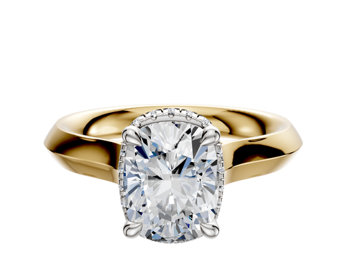 14K Two Tone 4 Prong Collar Cathedral Knife Edge 3.0mm Engagement Ring