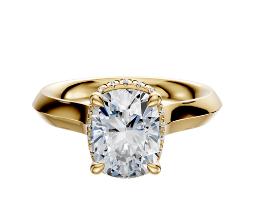 14K Yellow Gold 4 Prong Collar Cathedral Knife Edge 3.0mm Engagement Ring