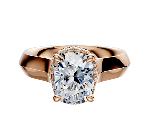 18K Rose Gold 4 Prong Collar Cathedral Knife Edge 4.0mm Engagement Ring