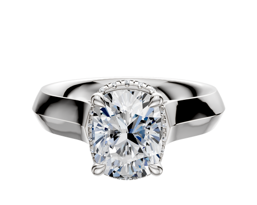 14K White Gold 4 Prong Collar Cathedral Knife Edge 4.0mm Engagement Ring