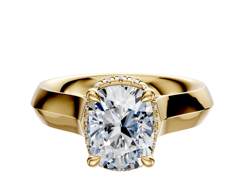 14K Yellow Gold 4 Prong Collar Cathedral Knife Edge 4.0mm Engagement Ring