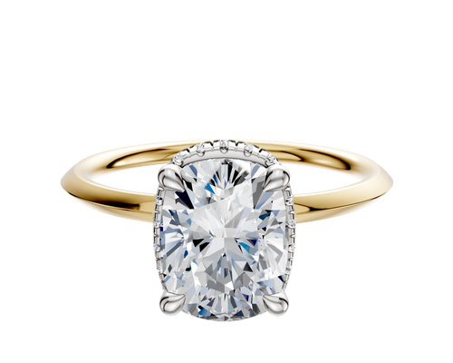18K Two Tone 4 Prong Collar Classic Knife Edge 1.5mm Engagement Ring