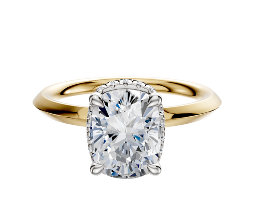 18K Two Tone 4 Prong Collar Classic Knife Edge 2.0mm Engagement Ring