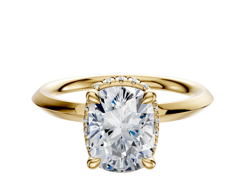 18K Yellow Gold 4 Prong Collar Classic Knife Edge 2.0mm Engagement Ring