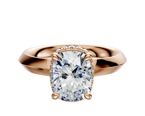18K Rose Gold 4 Prong Collar Classic Knife Edge 3.0mm Engagement Ring