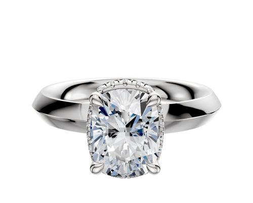 18K White Gold 4 Prong Collar Classic Knife Edge 3.0mm Engagement Ring