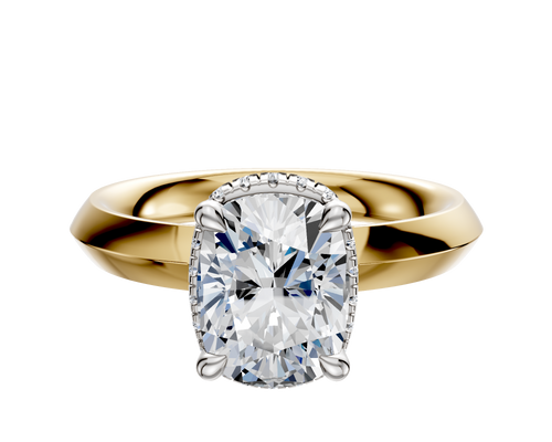 14K Two Tone 4 Prong Collar Classic Knife Edge 3.0mm Engagement Ring