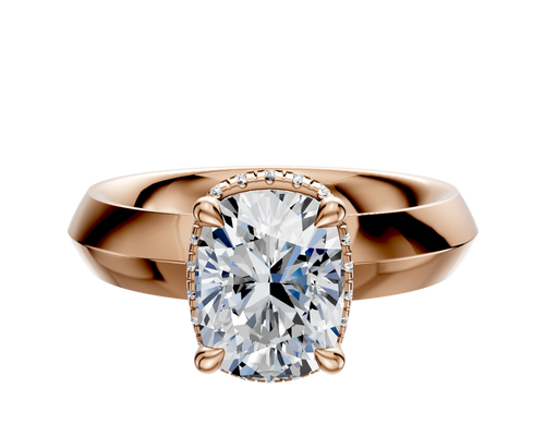 18K Rose Gold 4 Prong Collar Classic Knife Edge 4.0mm Engagement Ring