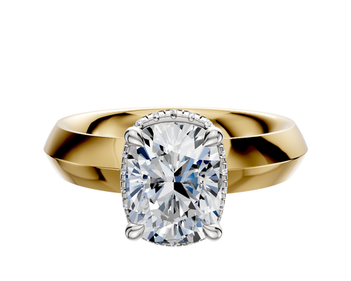 18K Two Tone 4 Prong Collar Classic Knife Edge 4.0mm Engagement Ring