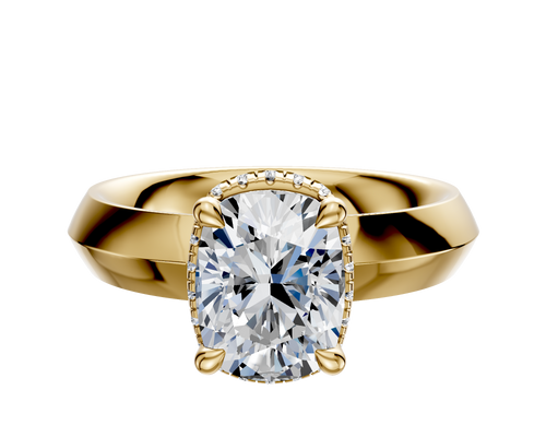 14K Yellow Gold 4 Prong Collar Classic Knife Edge 4.0mm Engagement Ring
