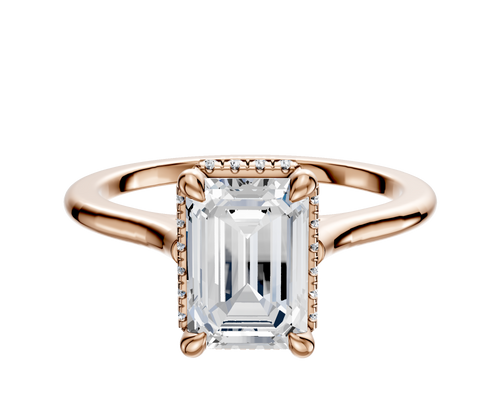 18K Rose Gold 4 Prong Collar Cathedral Dome 1.5mm Engagement Ring