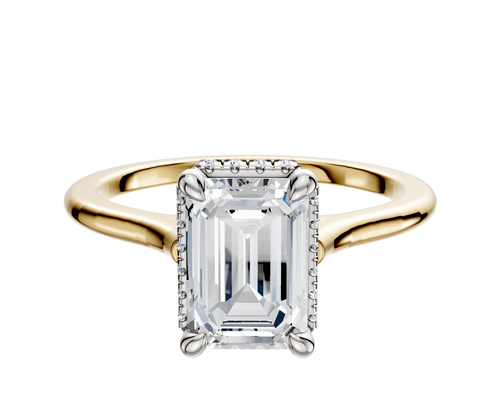 18K Two Tone 4 Prong Collar Cathedral Dome 1.5mm Engagement Ring