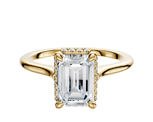 14K Yellow Gold 4 Prong Collar Cathedral Dome 1.5mm Engagement Ring