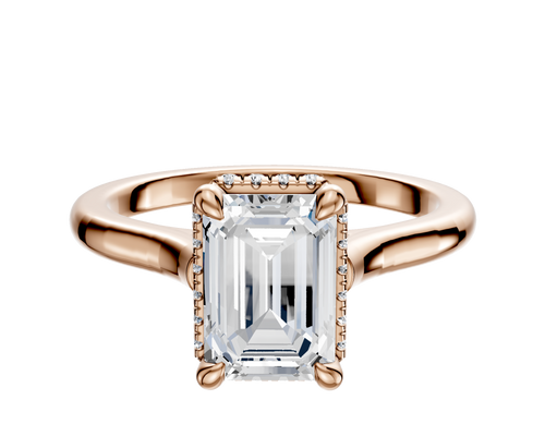 18K Rose Gold 4 Prong Collar Cathedral Dome 2.0mm Engagement Ring