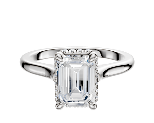 18K White Gold 4 Prong Collar Cathedral Dome 2.0mm Engagement Ring