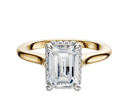 18K Two Tone 4 Prong Collar Cathedral Dome 2.0mm Engagement Ring
