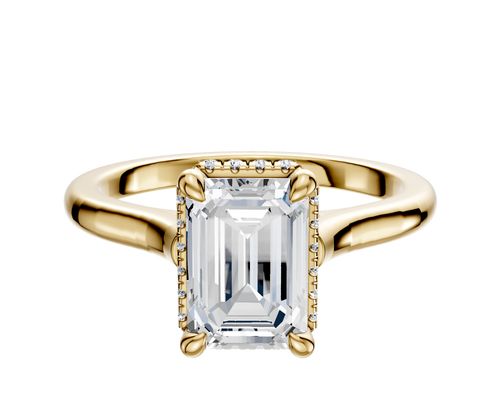 18K Yellow Gold 4 Prong Collar Cathedral Dome 2.0mm Engagement Ring