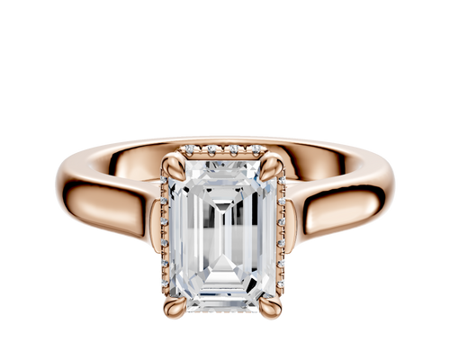 14K Rose Gold 4 Prong Collar Cathedral Dome 3.0mm Engagement Ring