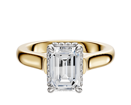 14K Two Tone 4 Prong Collar Cathedral Dome 3.0mm Engagement Ring