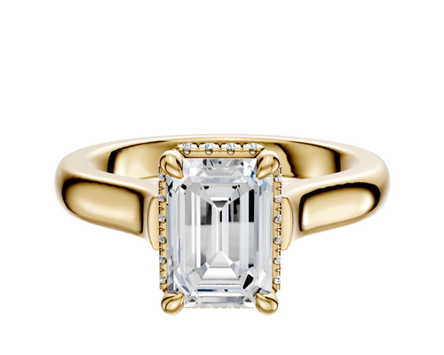 14K Yellow Gold 4 Prong Collar Cathedral Dome 3.0mm Engagement Ring