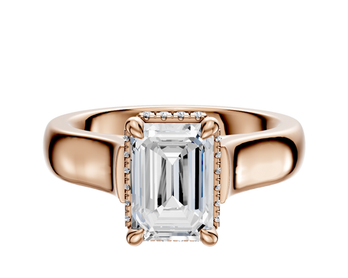 18K Rose Gold 4 Prong Collar Cathedral Dome 4.0mm Engagement Ring