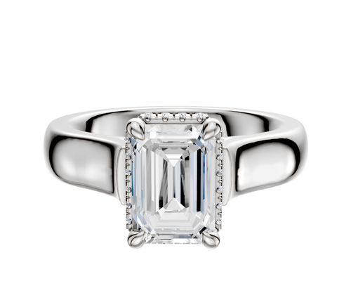 18K White Gold 4 Prong Collar Cathedral Dome 4.0mm Engagement Ring