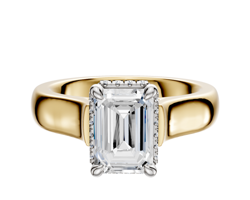 14K Two Tone 4 Prong Collar Cathedral Dome 4.0mm Engagement Ring